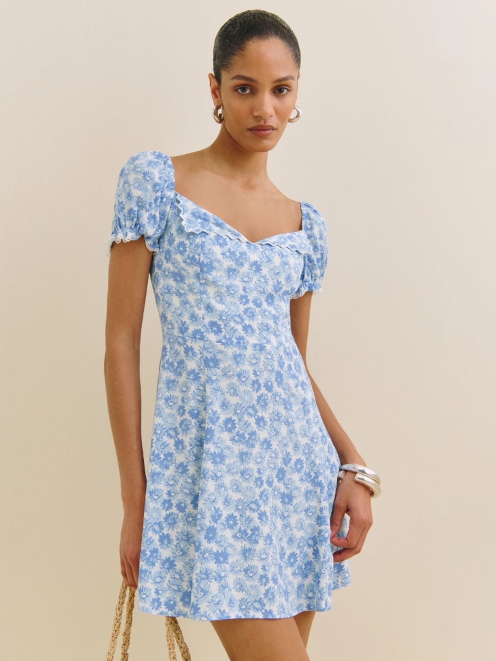 Reformation Suzette Dress Blue - Size 2
